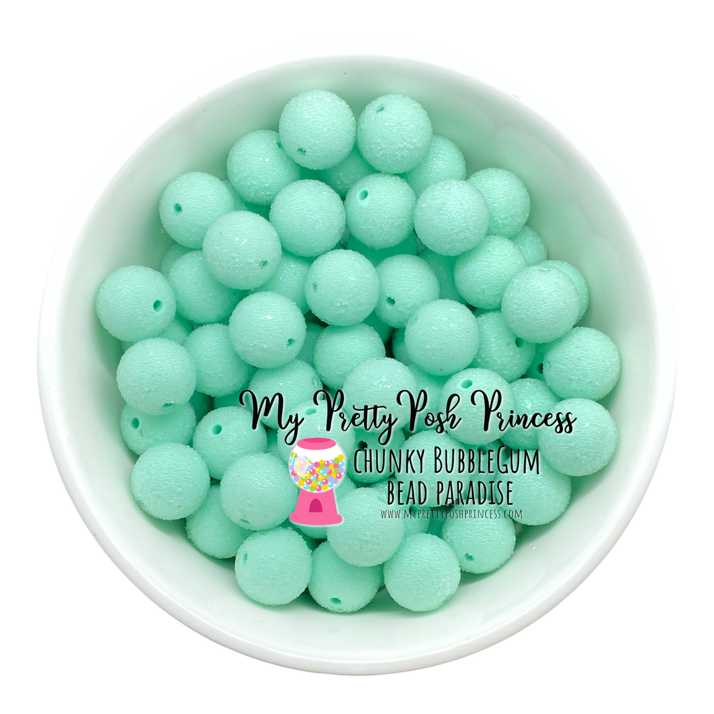 W484- 20mm  Mint “Sugar” Acrylic Bead