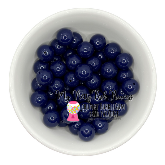 #24 - 12mm Navy Blue Solid Acrylic Beads  (20 Count)