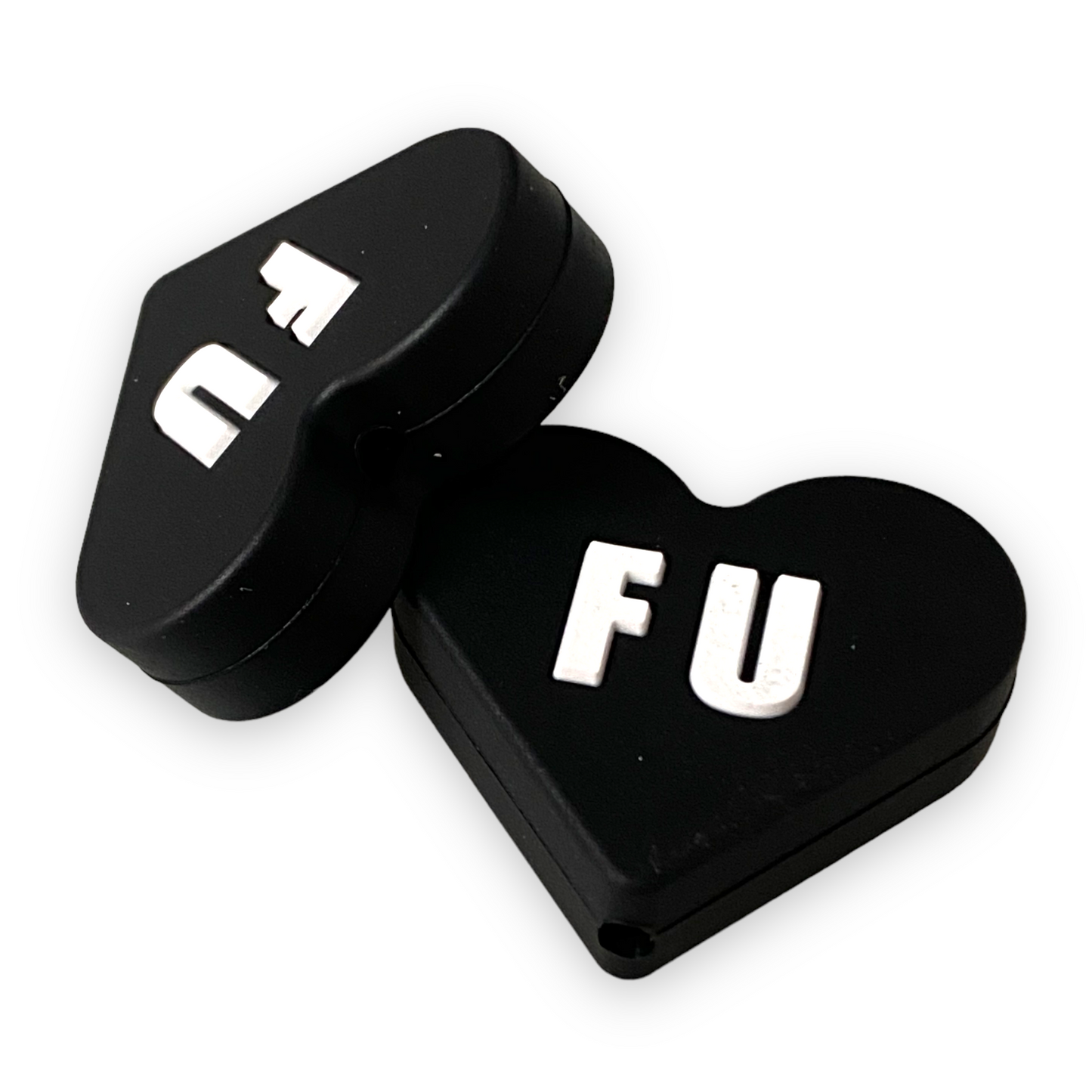 h851 -  “FU” Candy Heart   Silicone Focal Bead (1 Count)