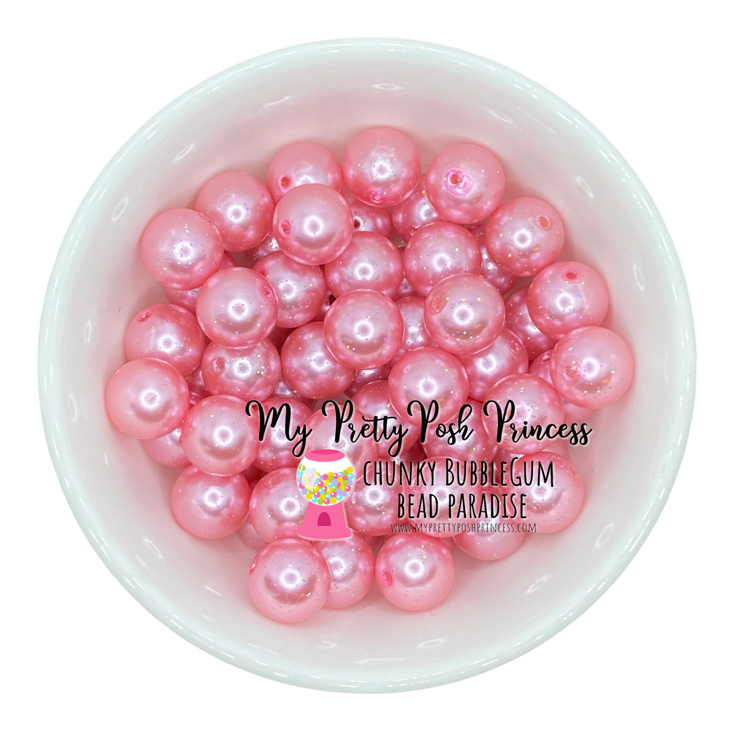 #173 - 12mm Light Pink Glitter Pearl Acrylic  Beads (20 Count)