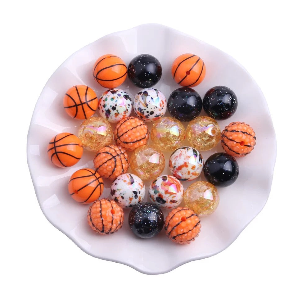 20-M95- 20mm “Basketball ” (50 Count) Acrylic Bead Pack