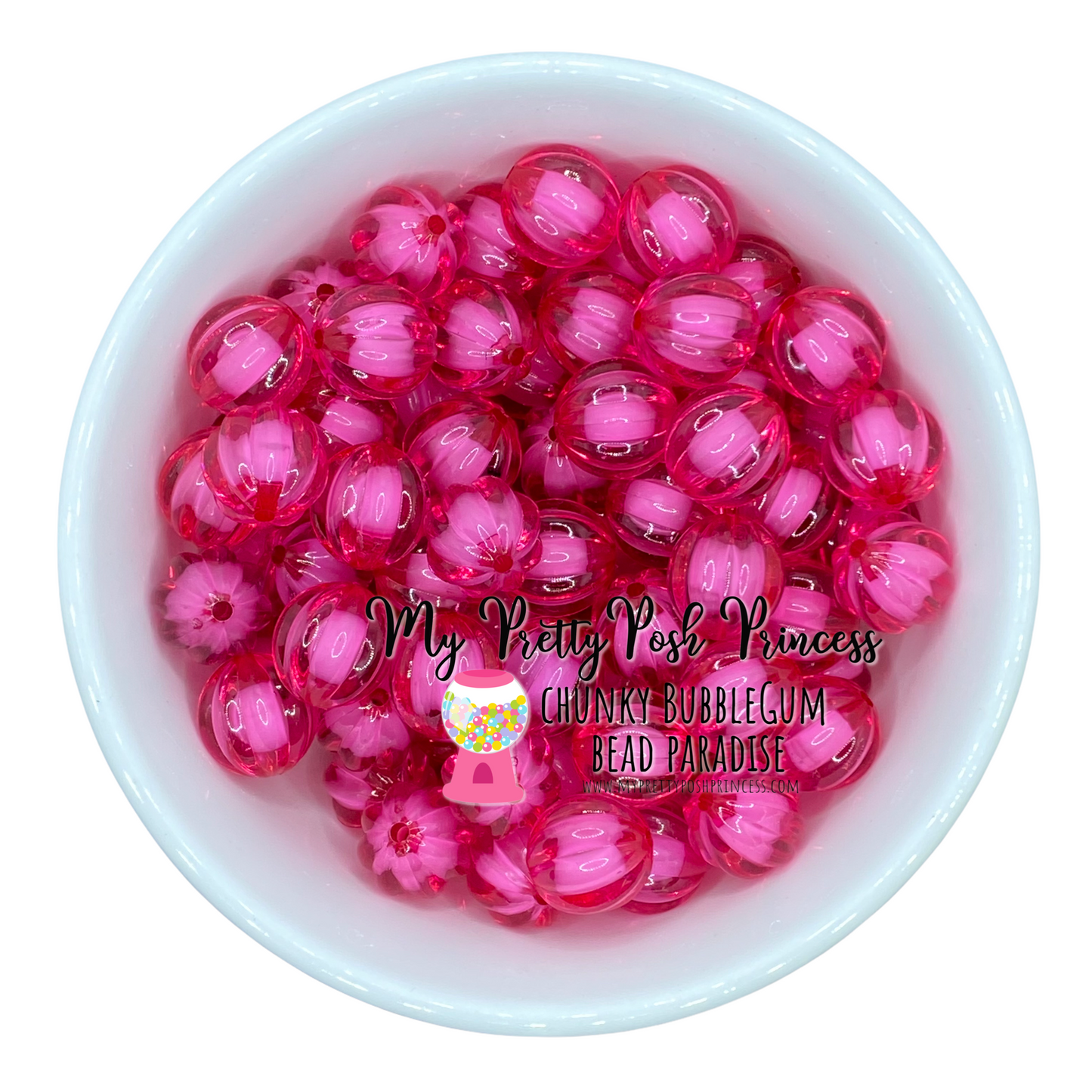 w48-12mm Dark Pink "Watermelon" Acrylic Beads (20 Count)