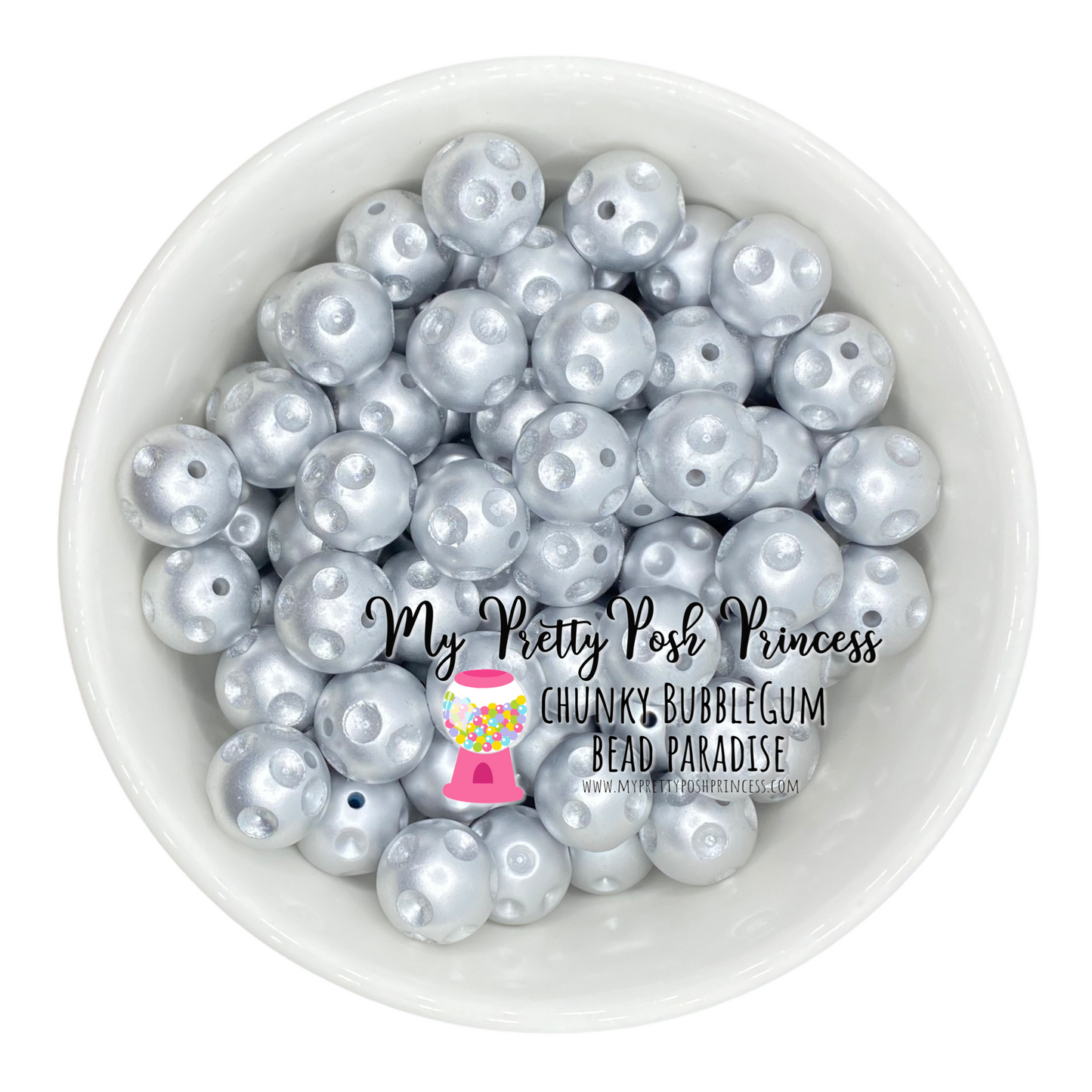 #1003 - 20mm Silver Polka Dot Acrylic  Beads (1 Count)