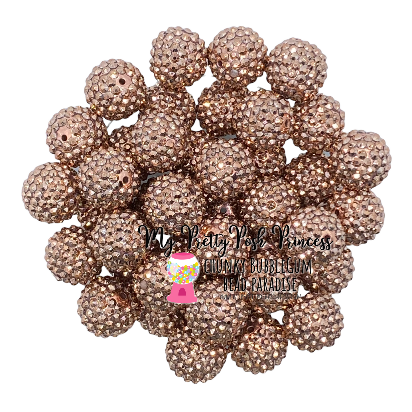 #211 - 12mm Brown AB Rhinestone Acrylic Beads (20 Count)