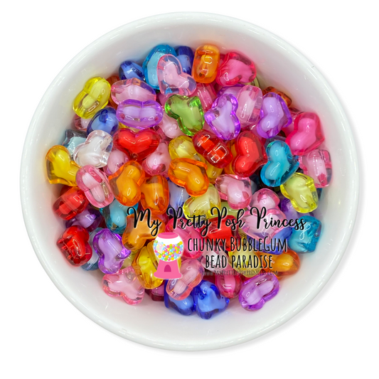 K- 510- 22mm Heart Mixed (Clear)  100 Count Beads