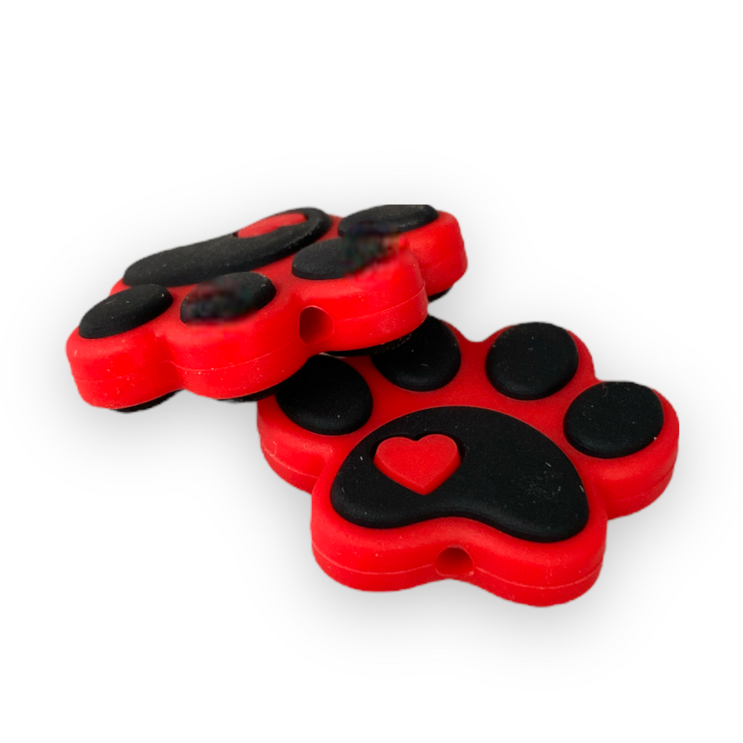 X296 - “Red Paw"  Focal (1 Count) Bead Silicone