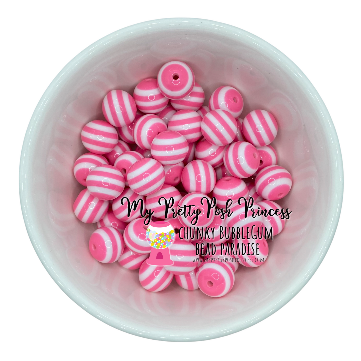 #1025 - 20mm Pink Stripe Acrylic Beads (1 Count)