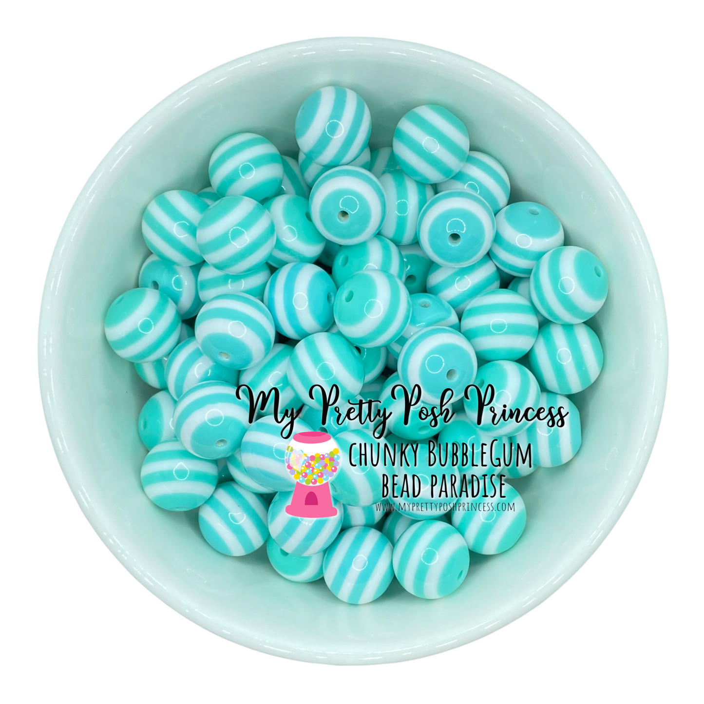 #1028 - 20mm Wintergreen Striped Acrylic Beads (1 Count)