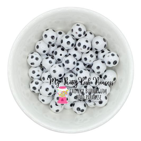 #979 - 20mm White & Black Polka Dots Acrylic Beads (1 Count)