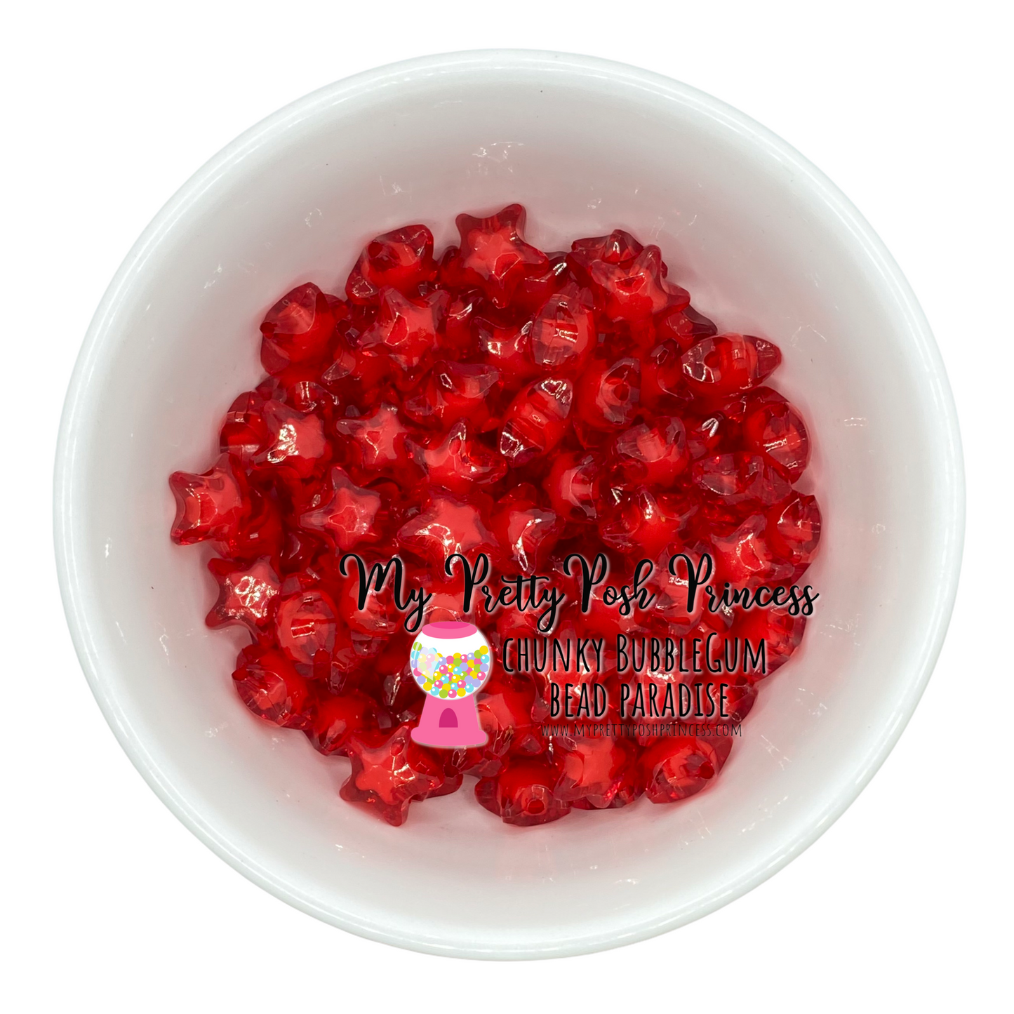 pt41- 12mm Red Star Shape Acrylic  Beads (20 Count)