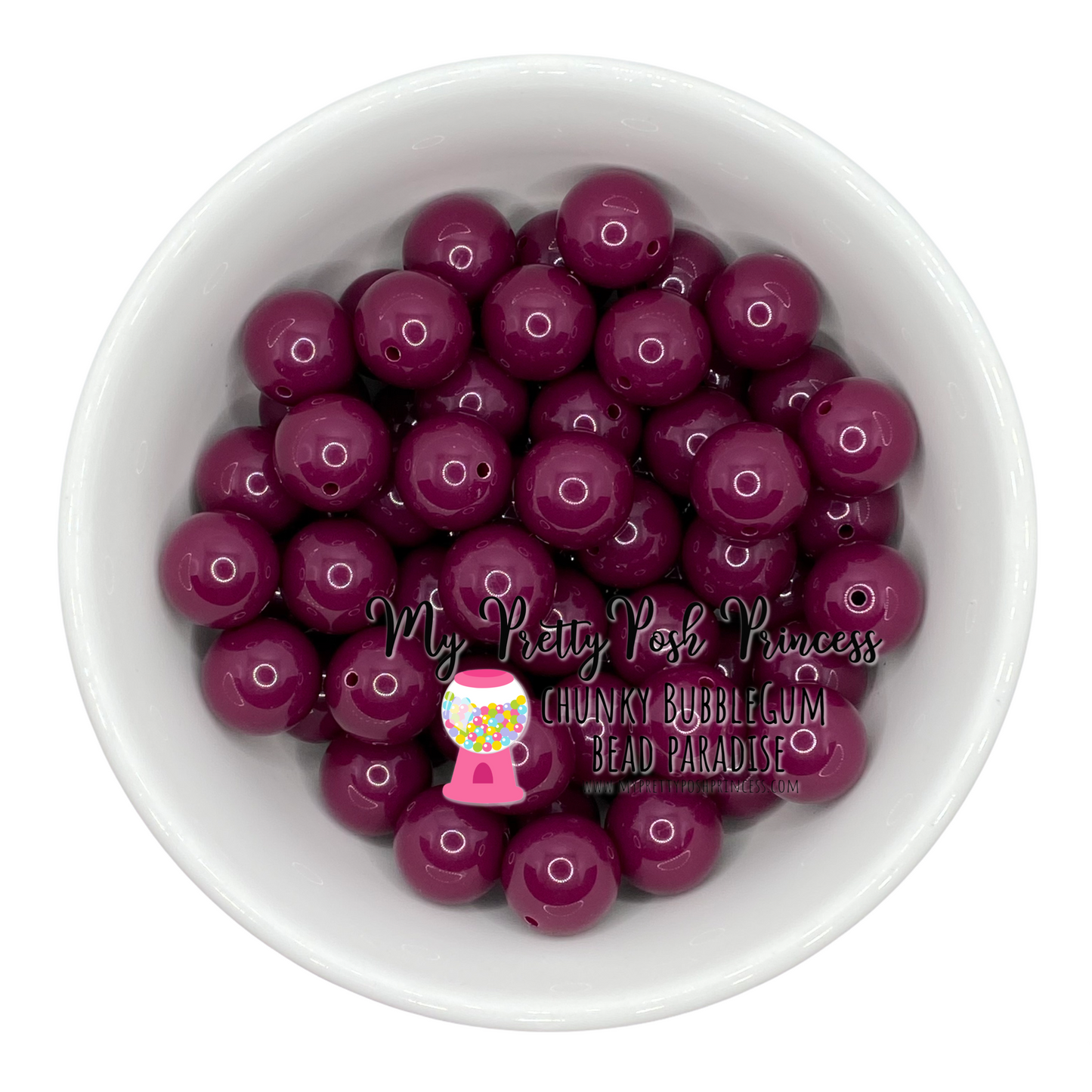 #19 - 12mm Plum Solids Chunky Bubble Gum Acrylic Beads  (20 Count)