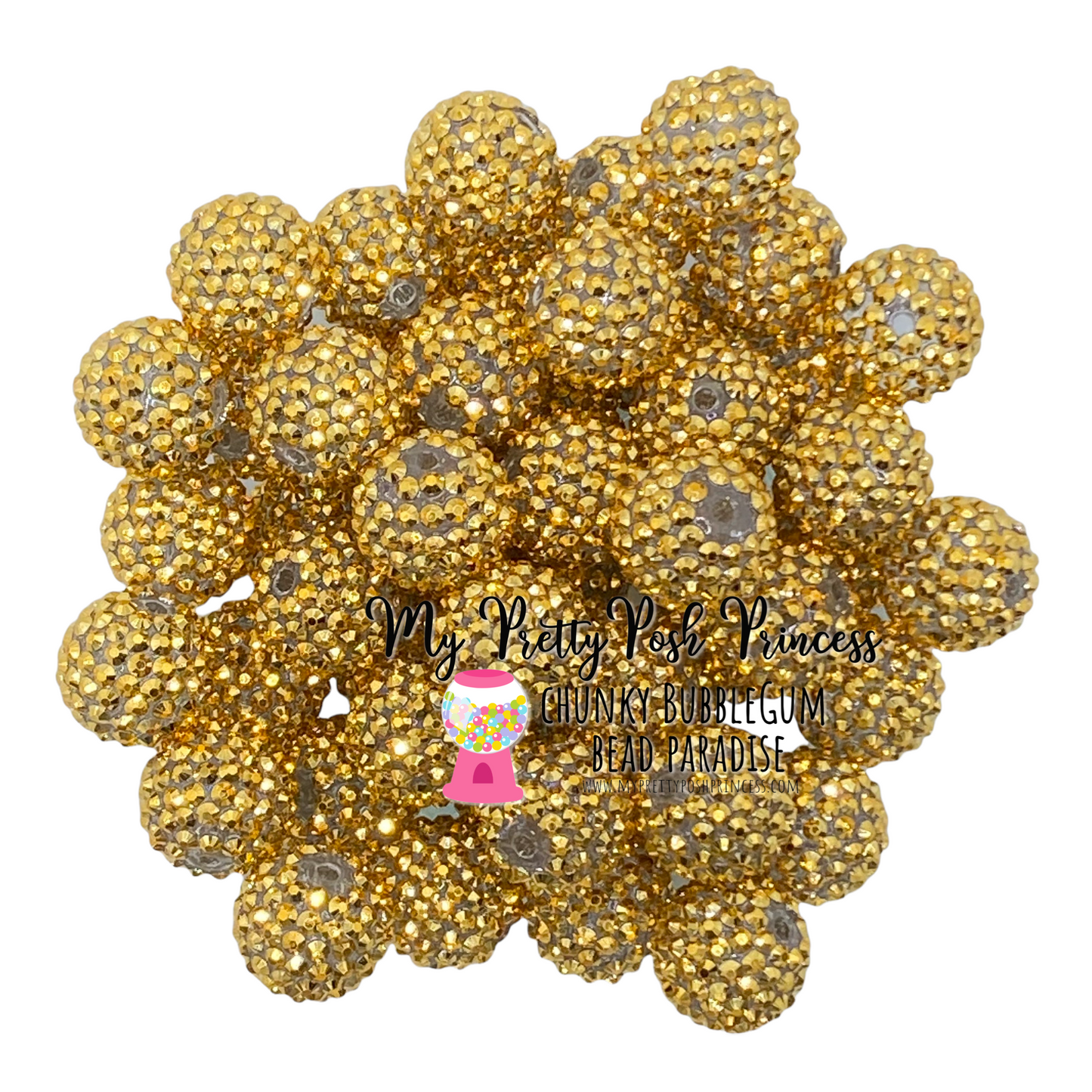 #197 - 12mm Gold AB Rhinestone Acrylic Beads (20 Count)