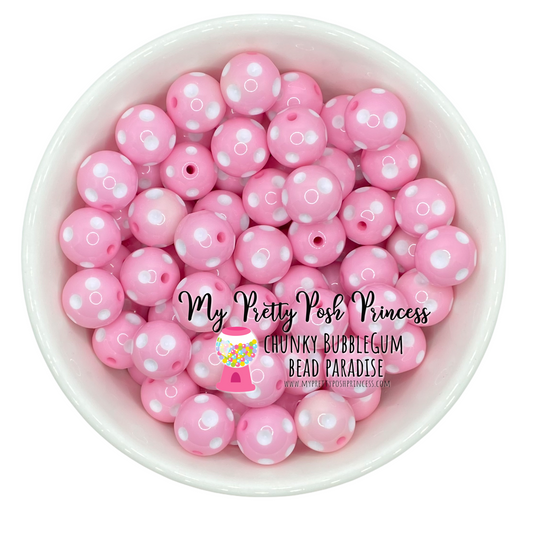 #987 - 20mm Light Pink Polka Dot Acrylic Beads (1 Count)