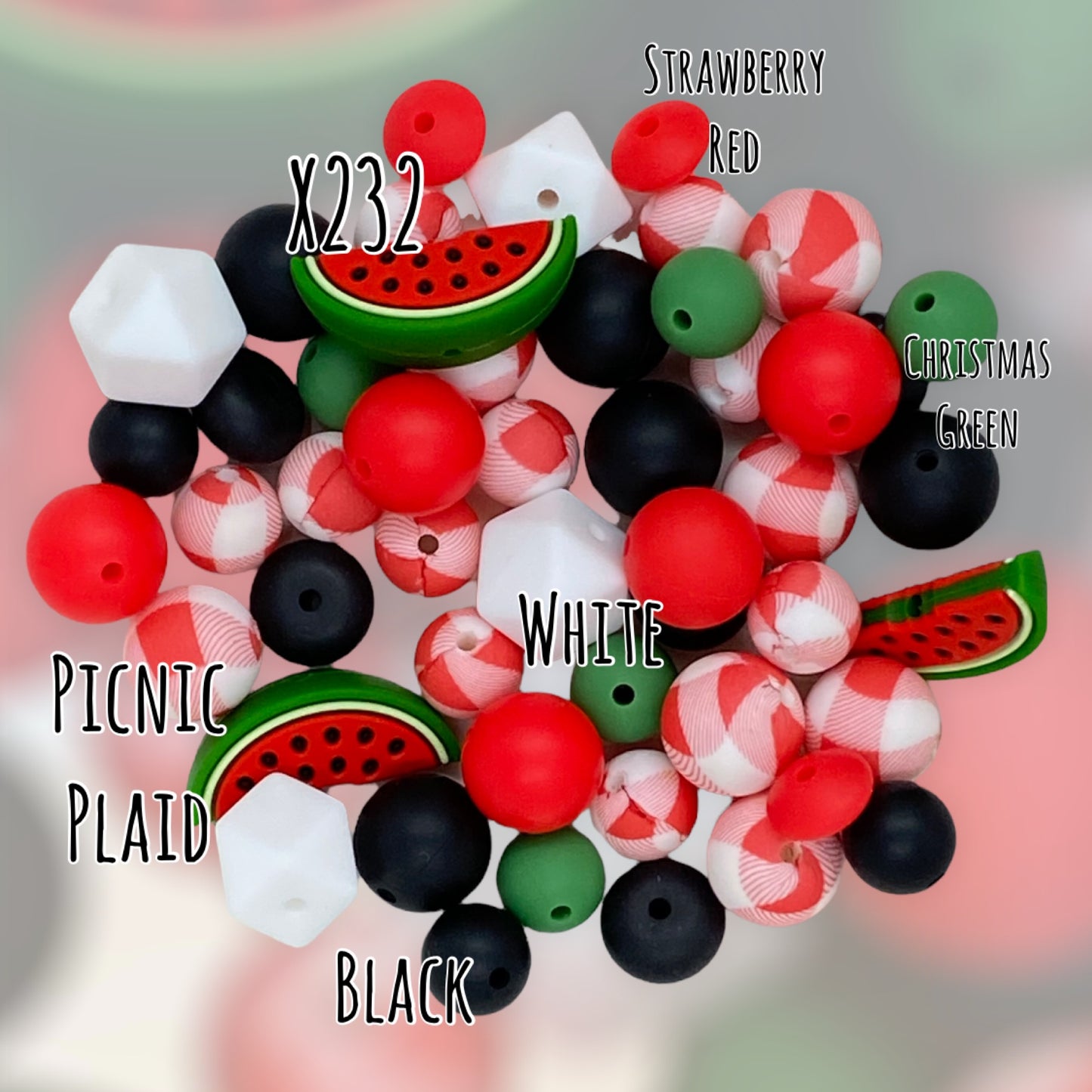 X136 - Red Watermelon Silicone (1 Count) Focal Beads