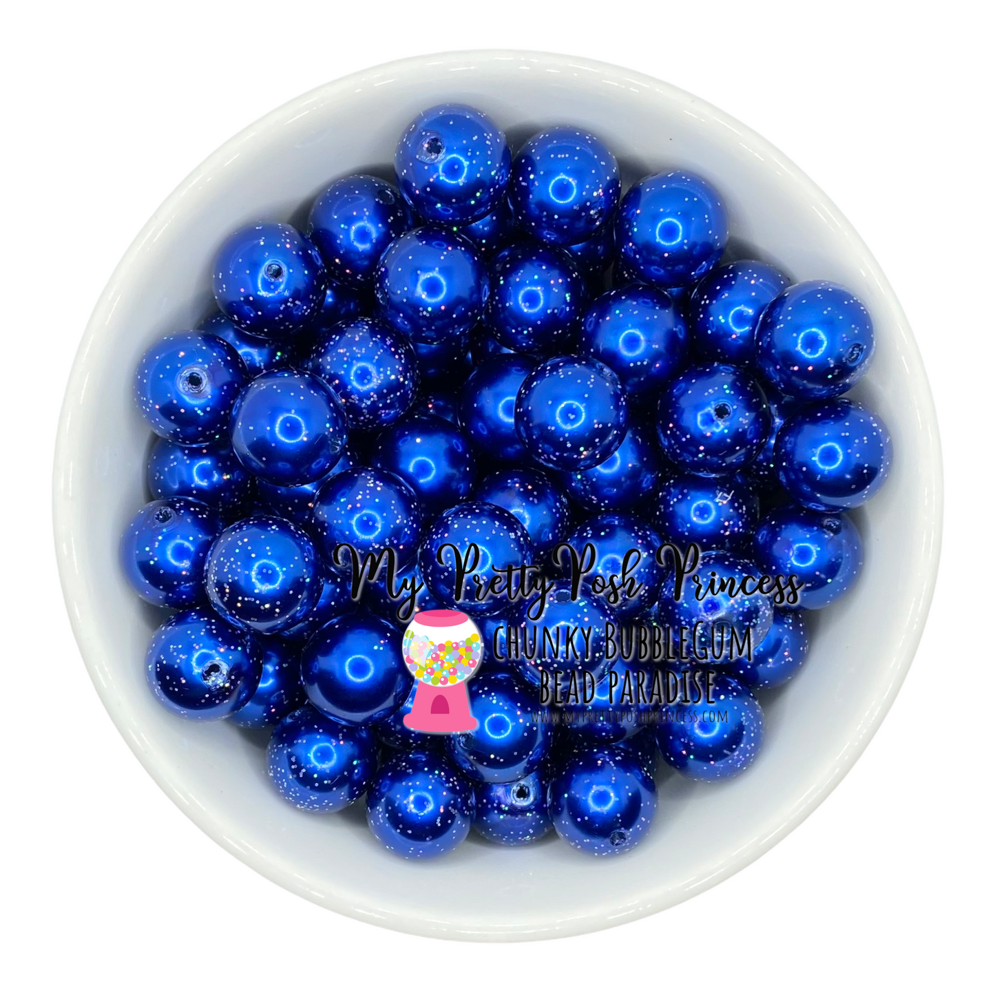 #514 - 20mm Blue Glitter Acrylic  Beads (1 Count)