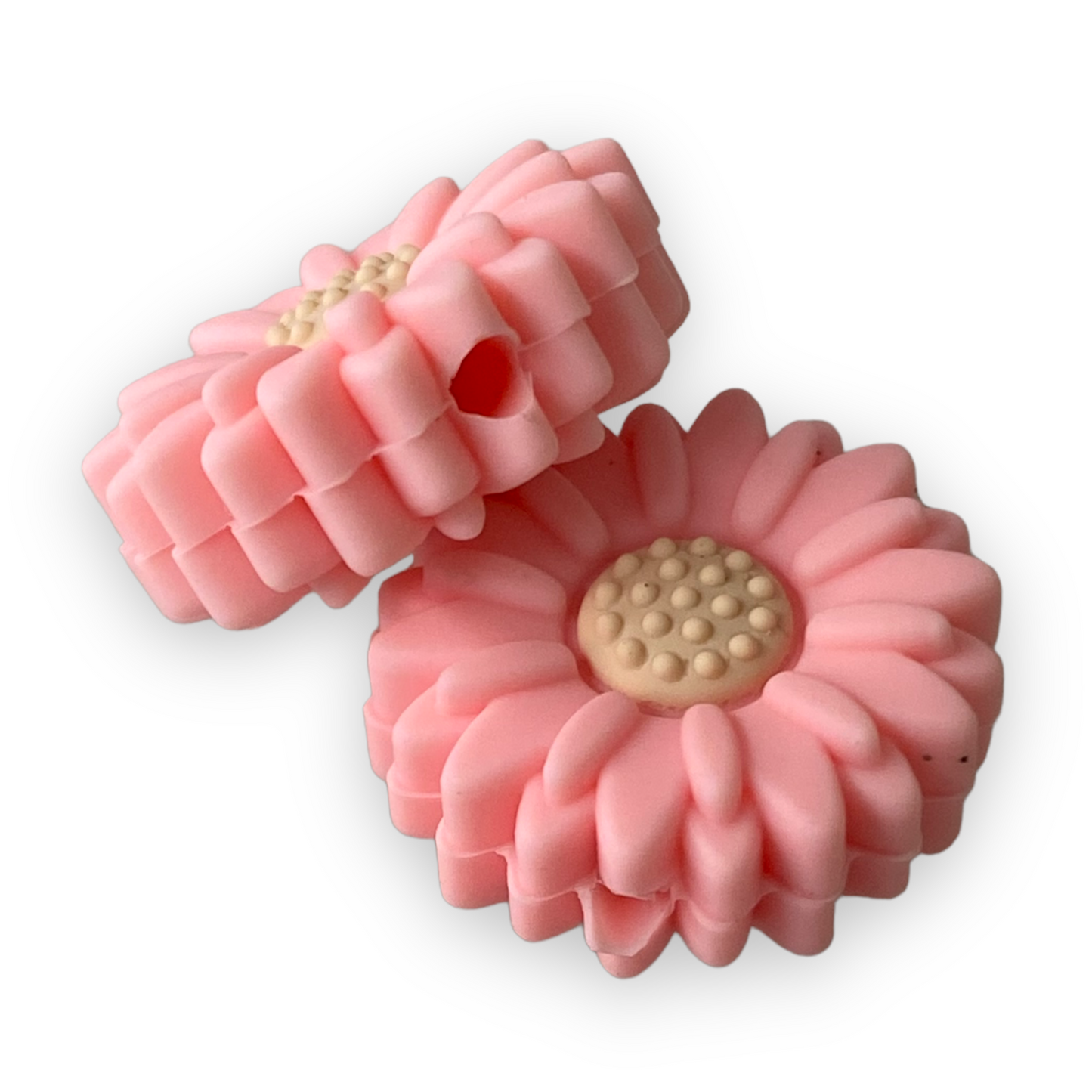 X67- 20mm Pink & Cream Flower Silicone (1 Count) Focal Bead