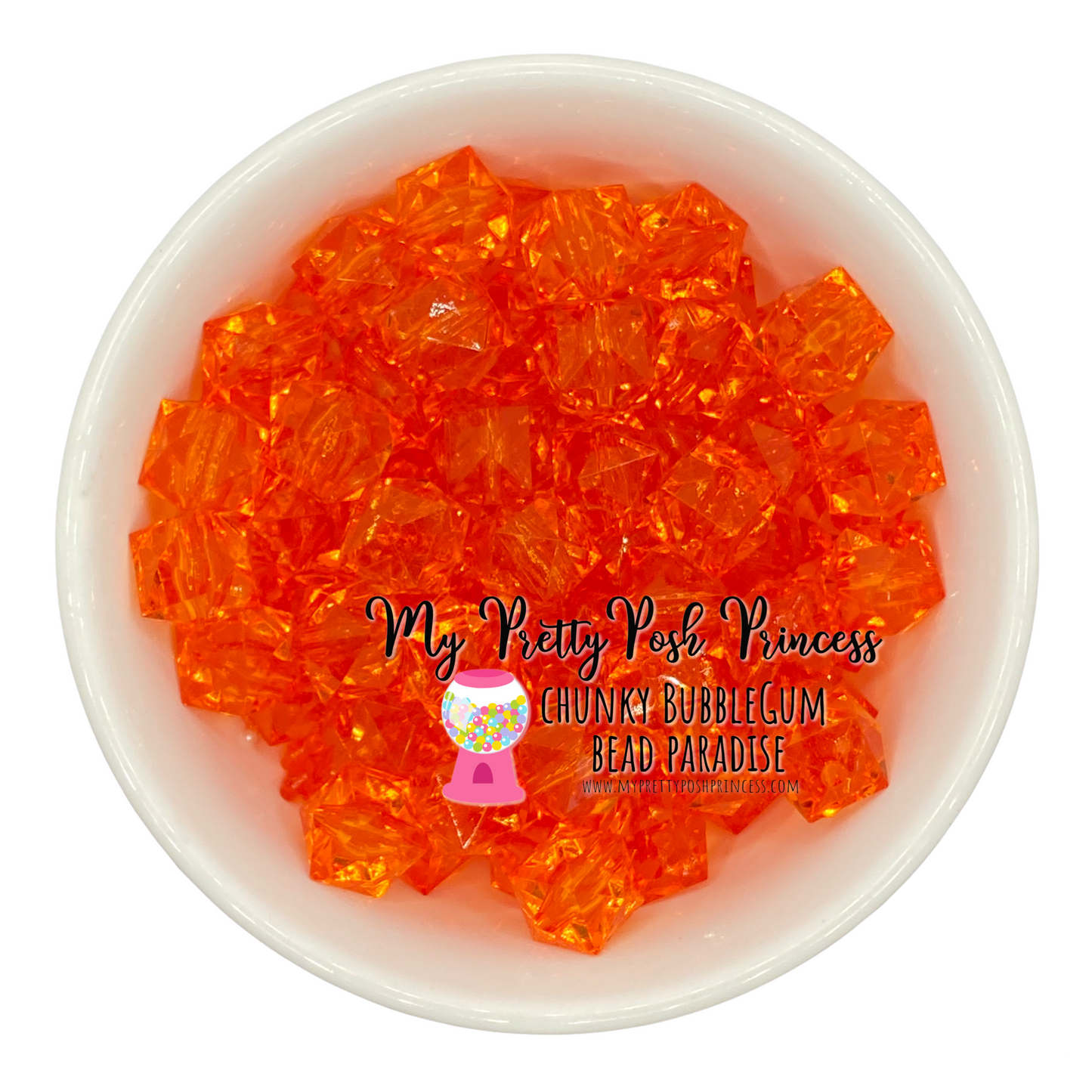 #559 - 20mm Orange Ice Cube Acrylic Beads (1 Count)