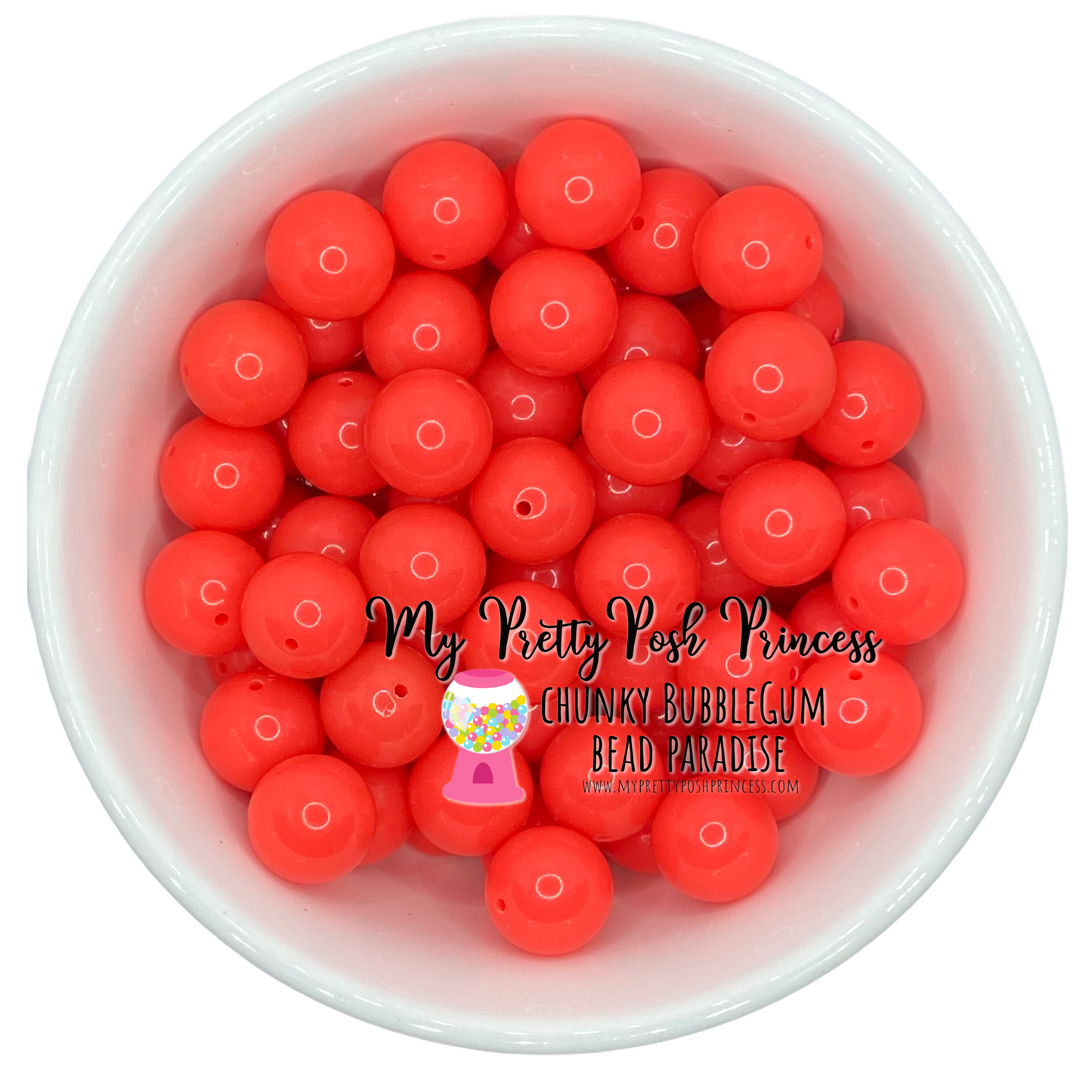 #364 -  20mm Neon Watermelon Solid Acrylic Beads (1 Count)