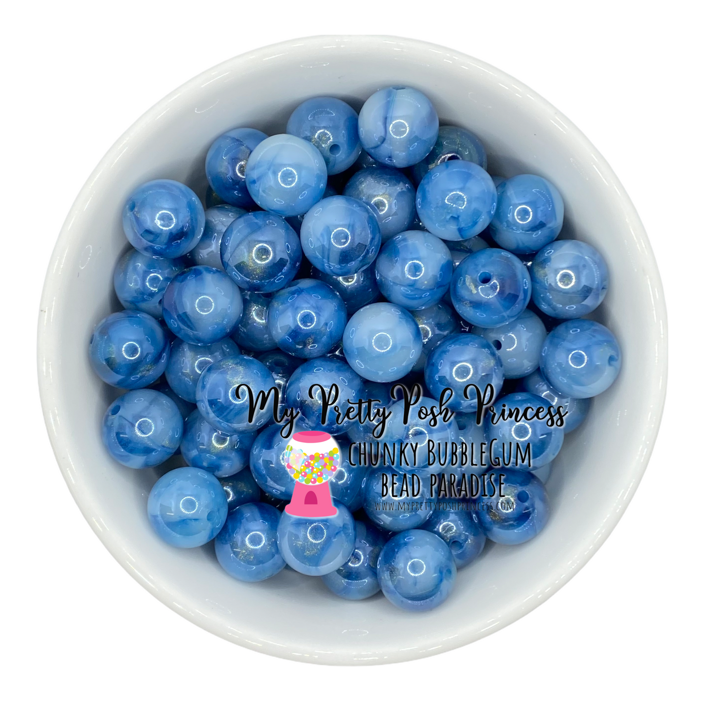 #959 - 20mm  Blue Galaxy Pearlescent  Acrylic Beads (1 Count)