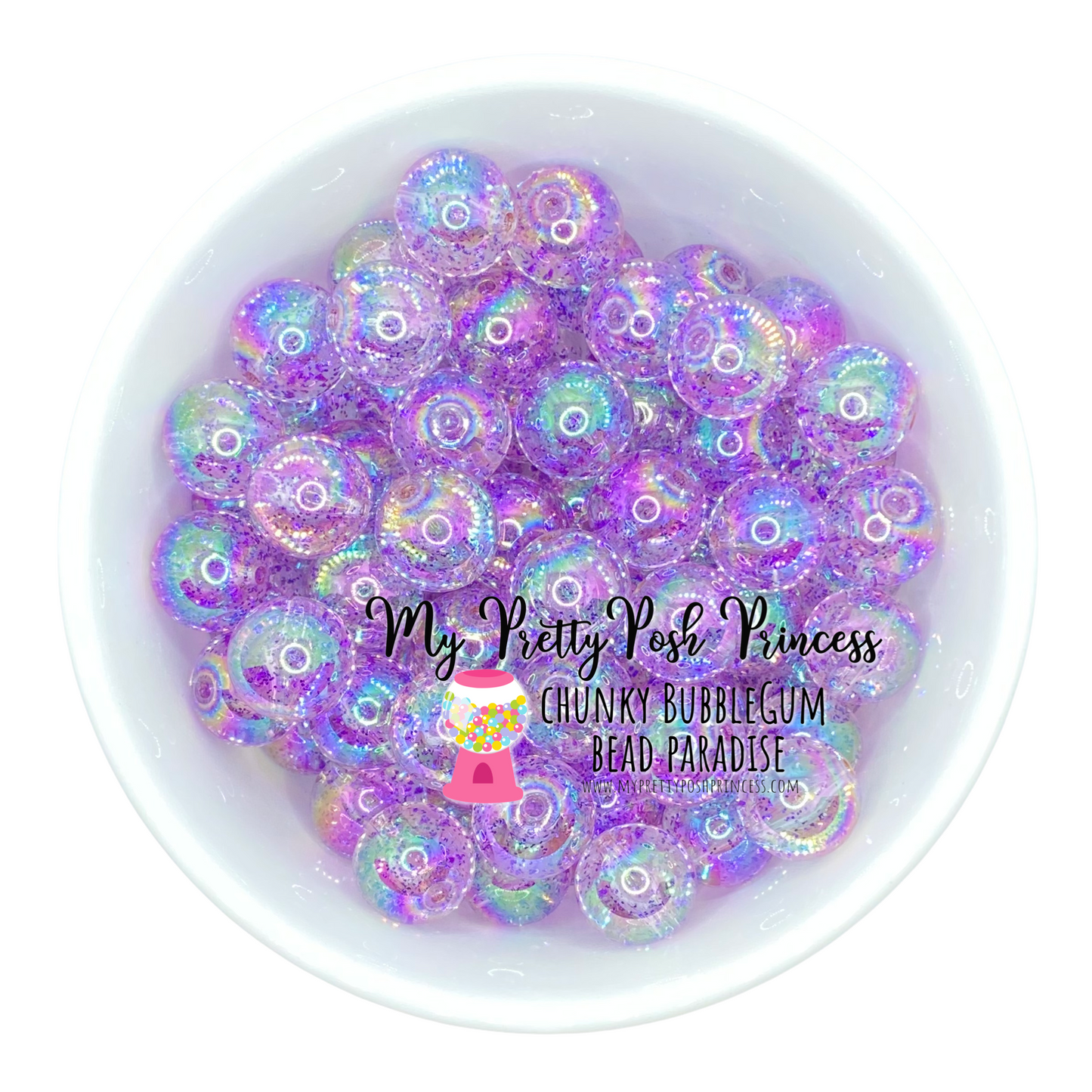 #160 - 12mm Purple Jelly Glitter Acrylic  Beads (20 Count)