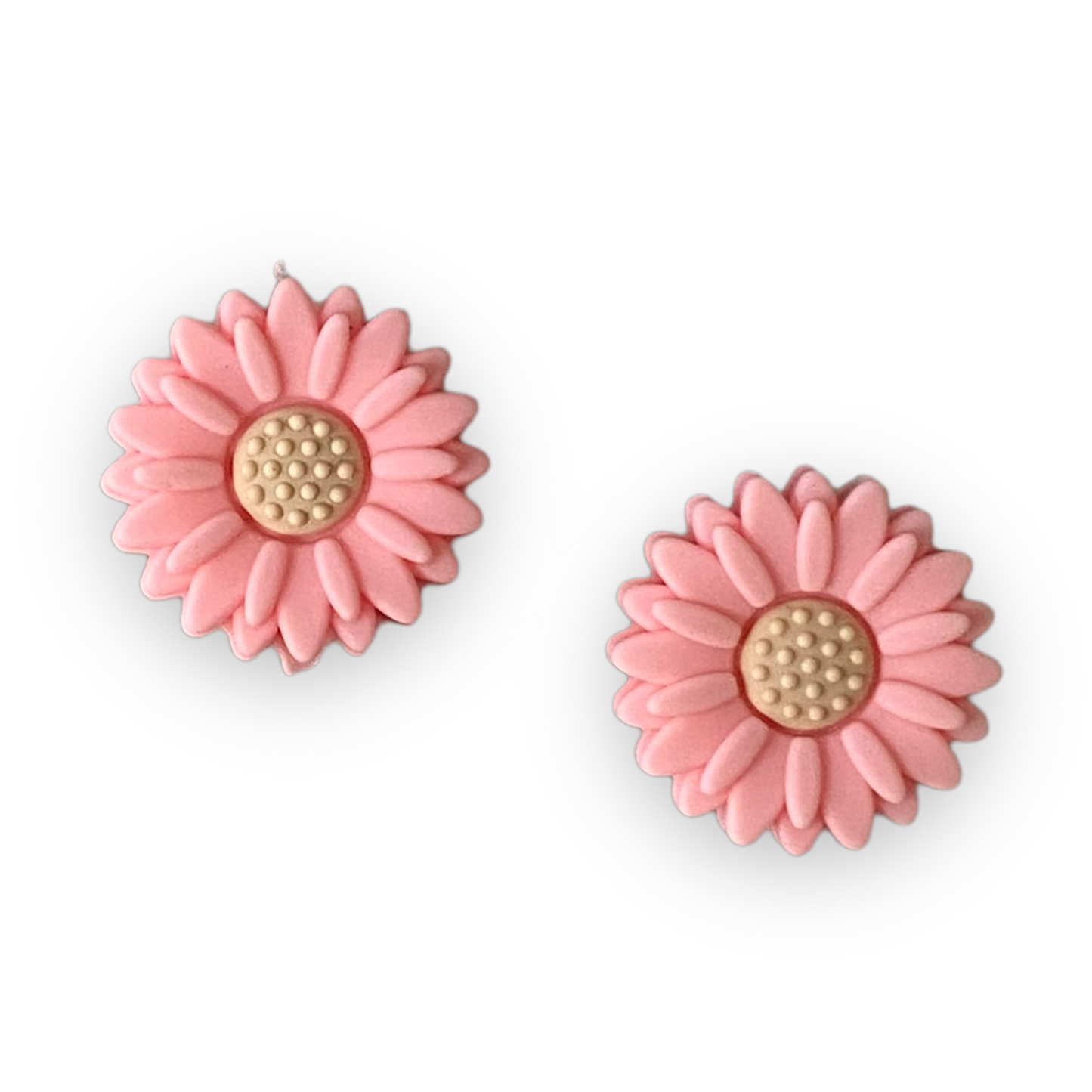 X67- 20mm Pink & Cream Flower Silicone (1 Count) Focal Bead