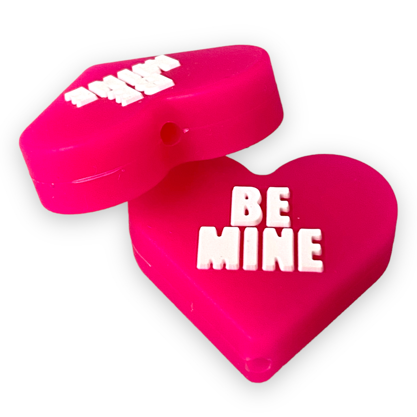 h892 -  “BE MINE” Candy Heart   Silicone Focal Bead (1 Count)