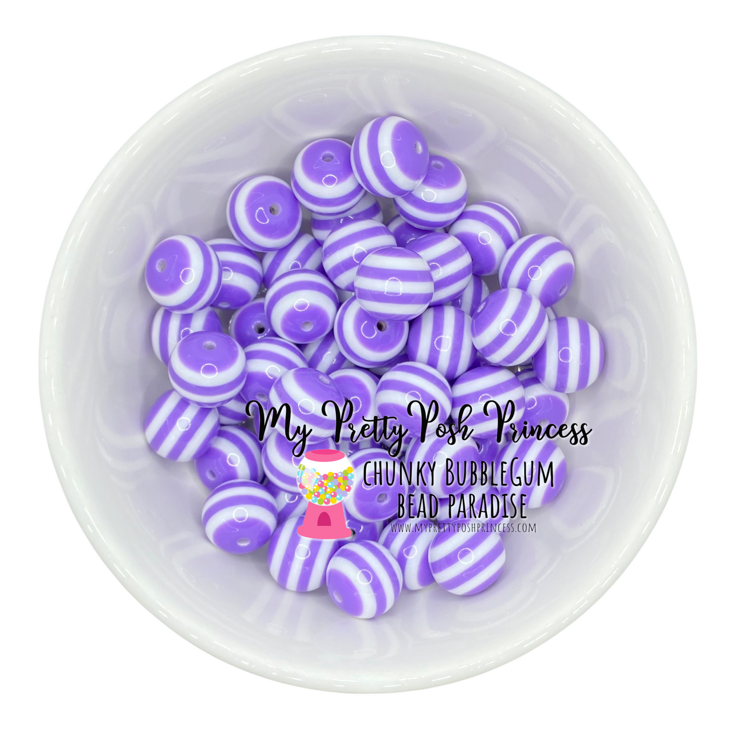 #1032- 20mm Light Purple Striped Acrylic Beads (1 Count)