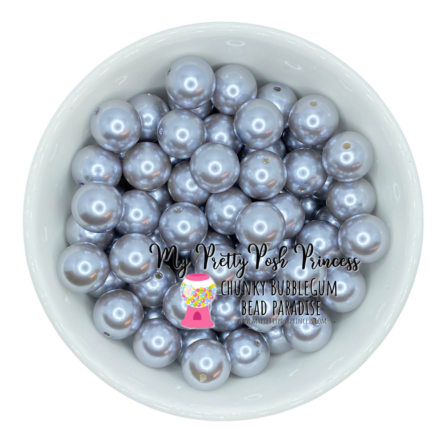 #409 - A62- 20mm Gray  Pearl  Acrylic Beads  (1 Count)