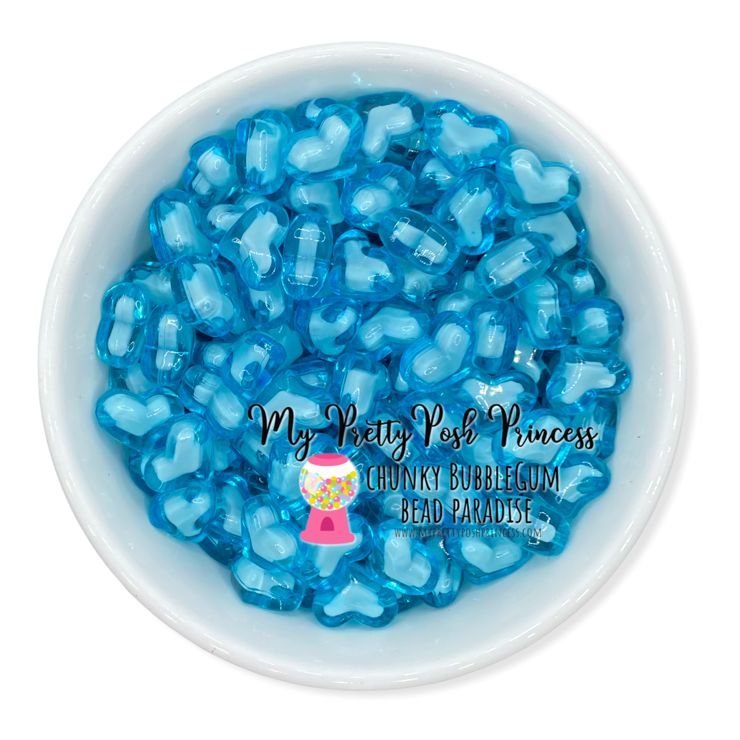 #953 - 22mm Aqua Hearts  Acrylic Beads (1 Count)