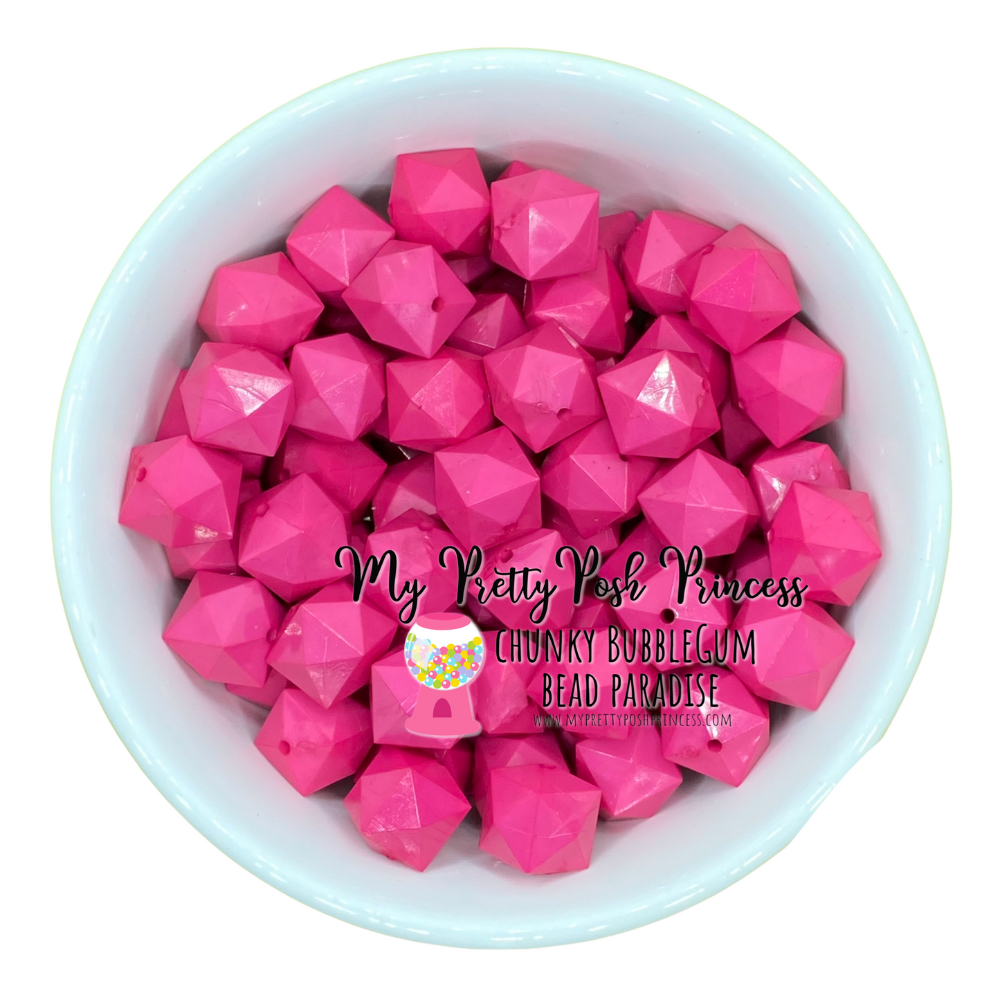 #672 - 20mm Dark Pink "Cube"  Acrylic Beads (1 Count)