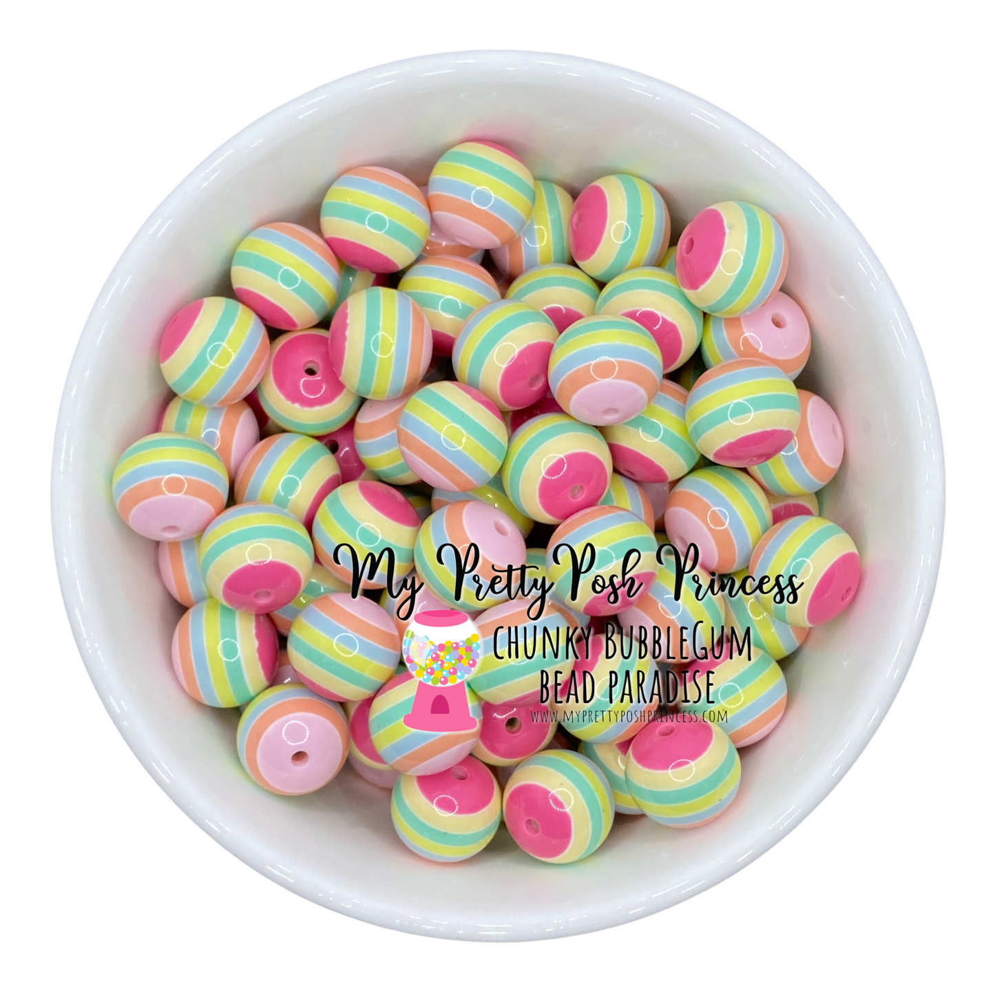 #1016 - 20mm Pastel Stripe Acrylic Beads (1 Count)