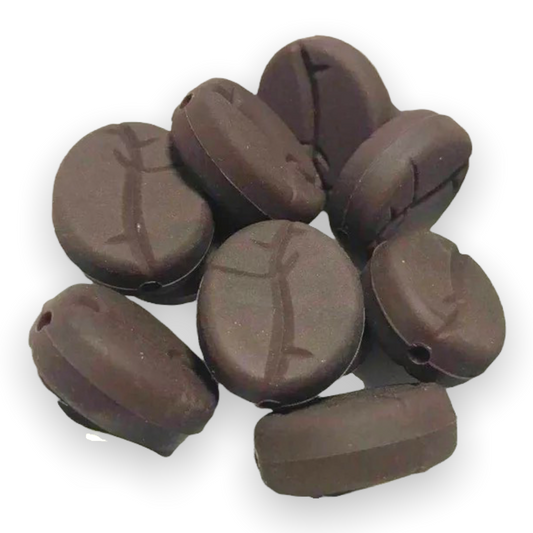 X149 - Coffee Bean- 20mm x 25mm Silicone (1 Count)  Beads