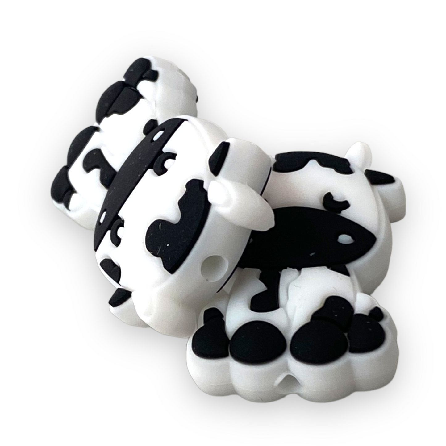 X463 - Black Cow Silicone  (1 Count) Focal Bead