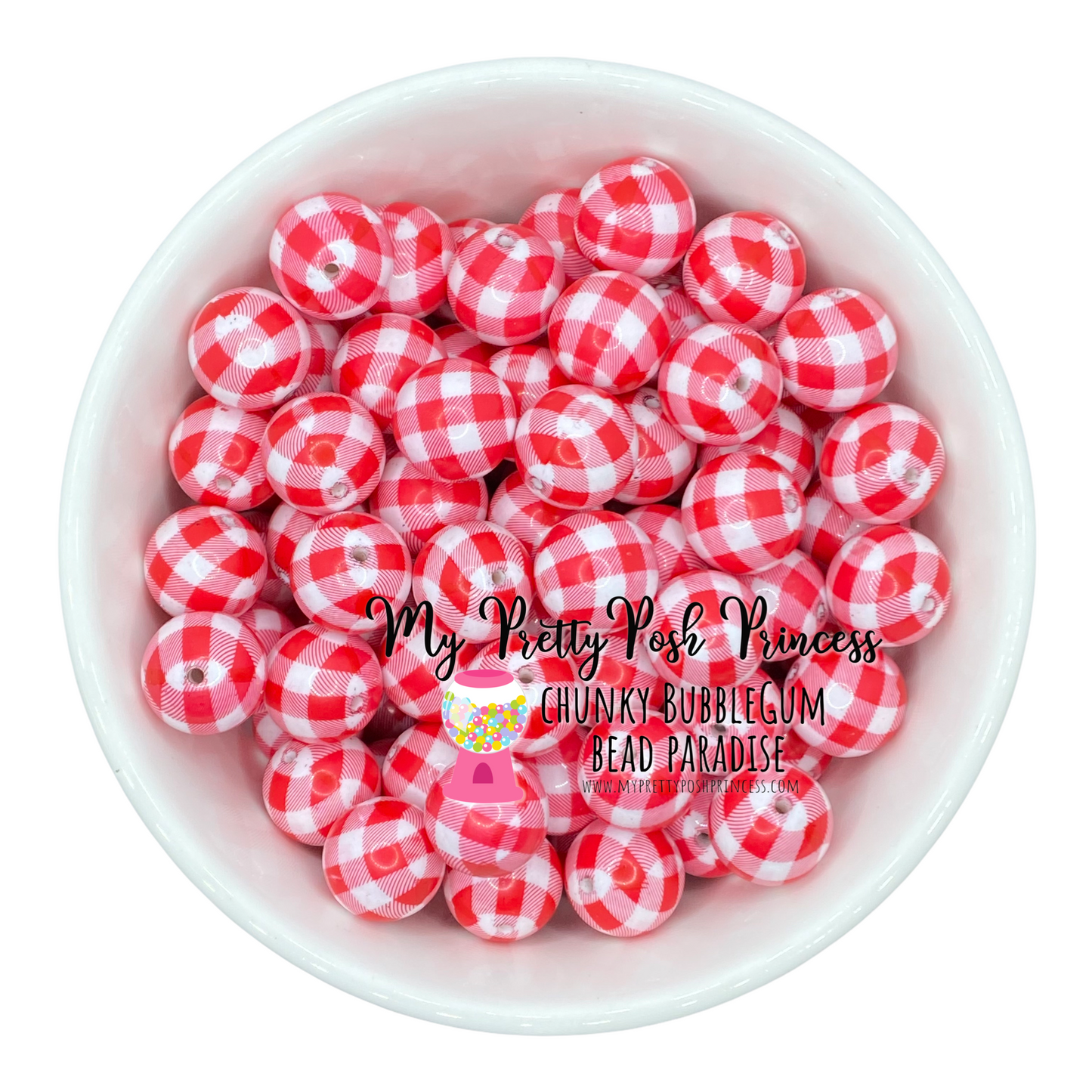 w323- 12mm Picnic Plaid  Acrylic Beads(20 Count)