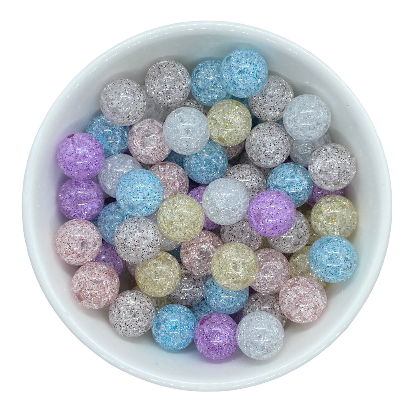 K- 579 - 20mm Crackle Glitter Acrylic Bead Mix  100 Count