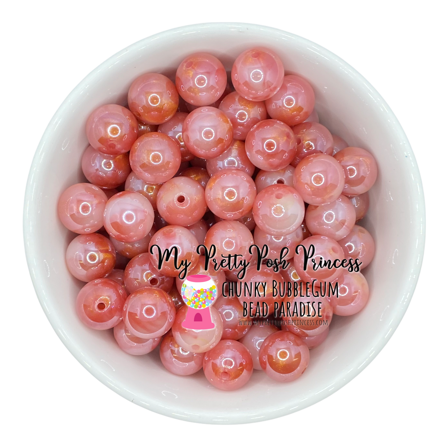 W311- 20mm Rose Gold Galaxy Pearlescent  Acrylic Beads (10 Count)