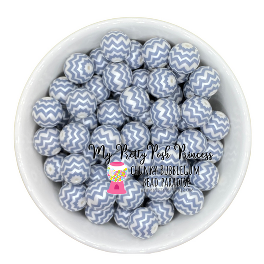 #808 - 20mm Gray "Chevron"Acrylic Beads (1 Count)