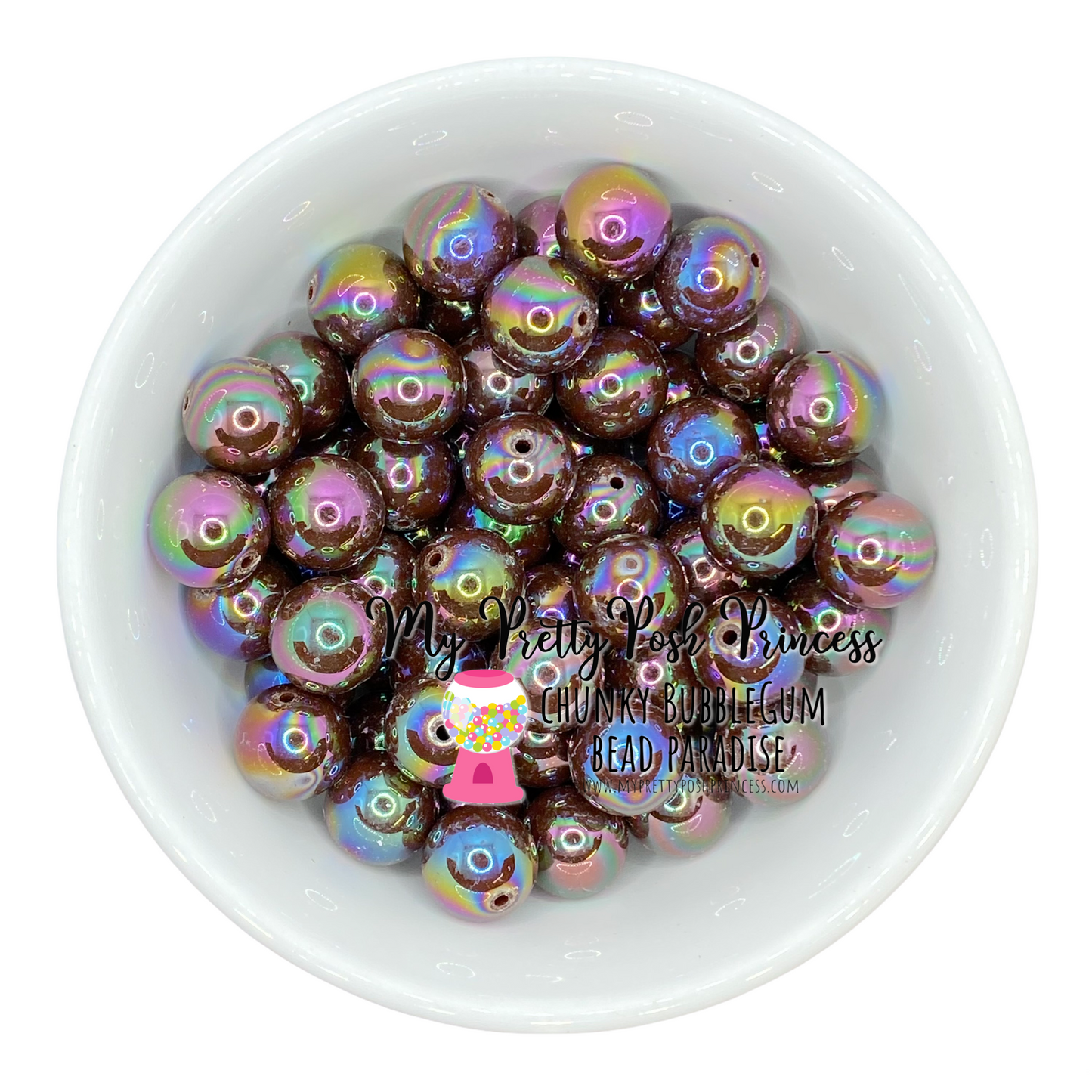 #484 -20mm Dark Brown AB Solid Acrylic Beads (1 Count)