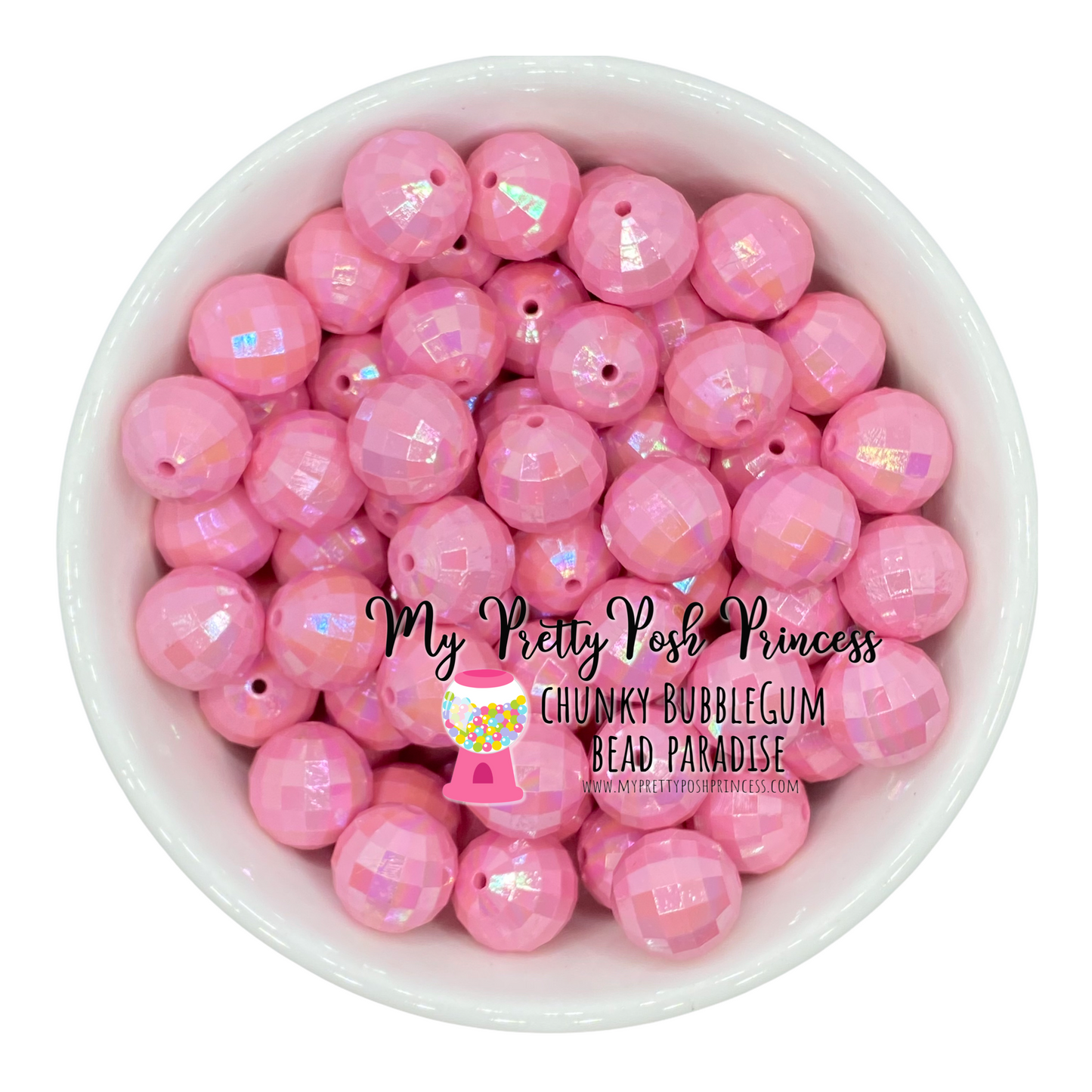 #940 - 20mm Light Pink Disco AB Acrylic Beads (1 Count)