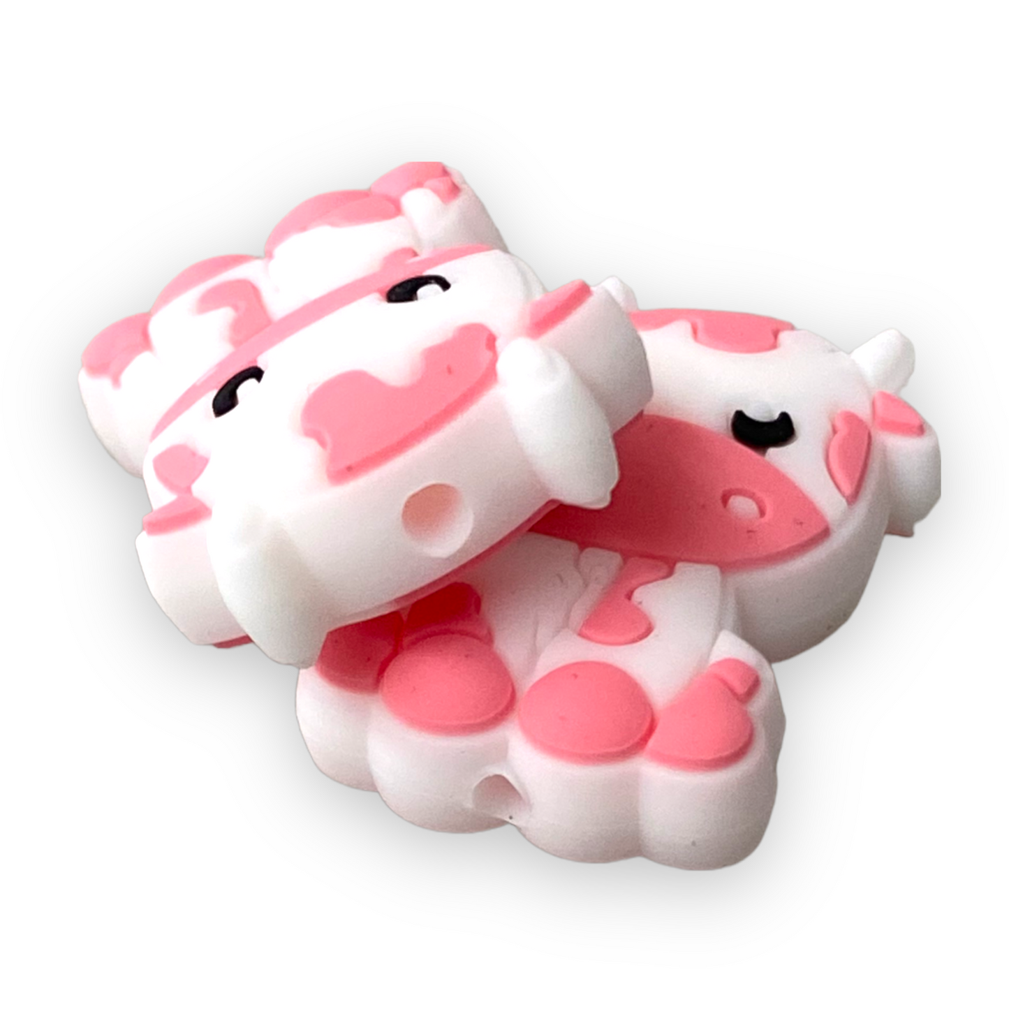 X462 - Pink Cow Silicone  (1 Count) Focal Bead