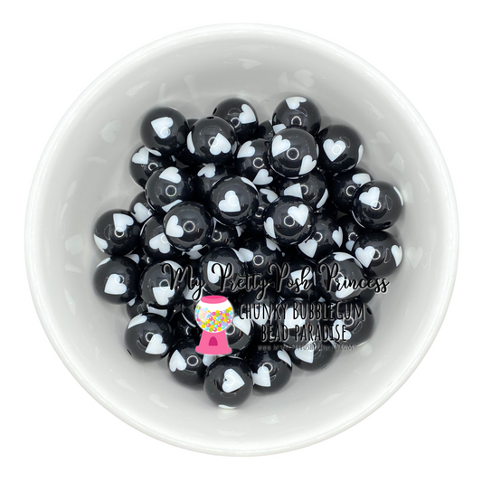 pt56- 12mm  Black Heart Acrylic Beads (20 Count)