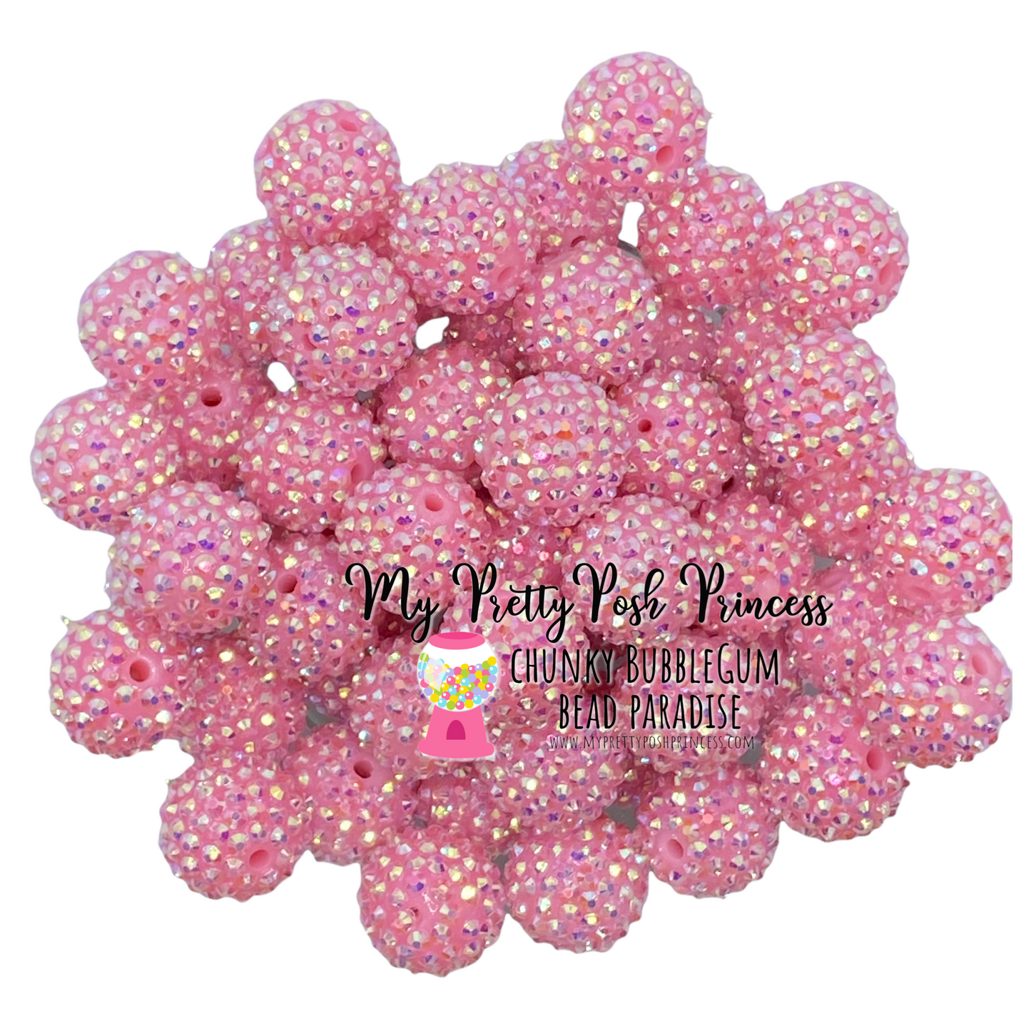 #1127 - R63- 20mm Light Pink AB Rhinestone  Beads  (1 Count)