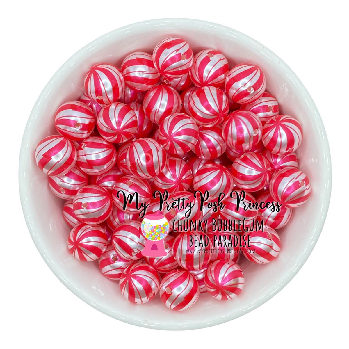 w304- 12mm Peppermint Pearl  Acrylic Beads (20 Count)