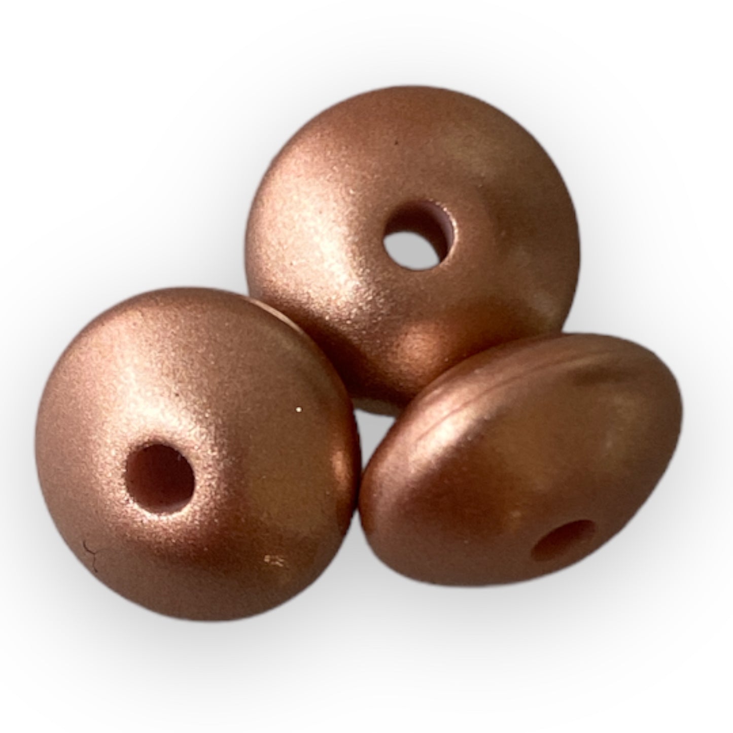 T189- 14mm Matte Rose Gold Lentil Silicone Beads