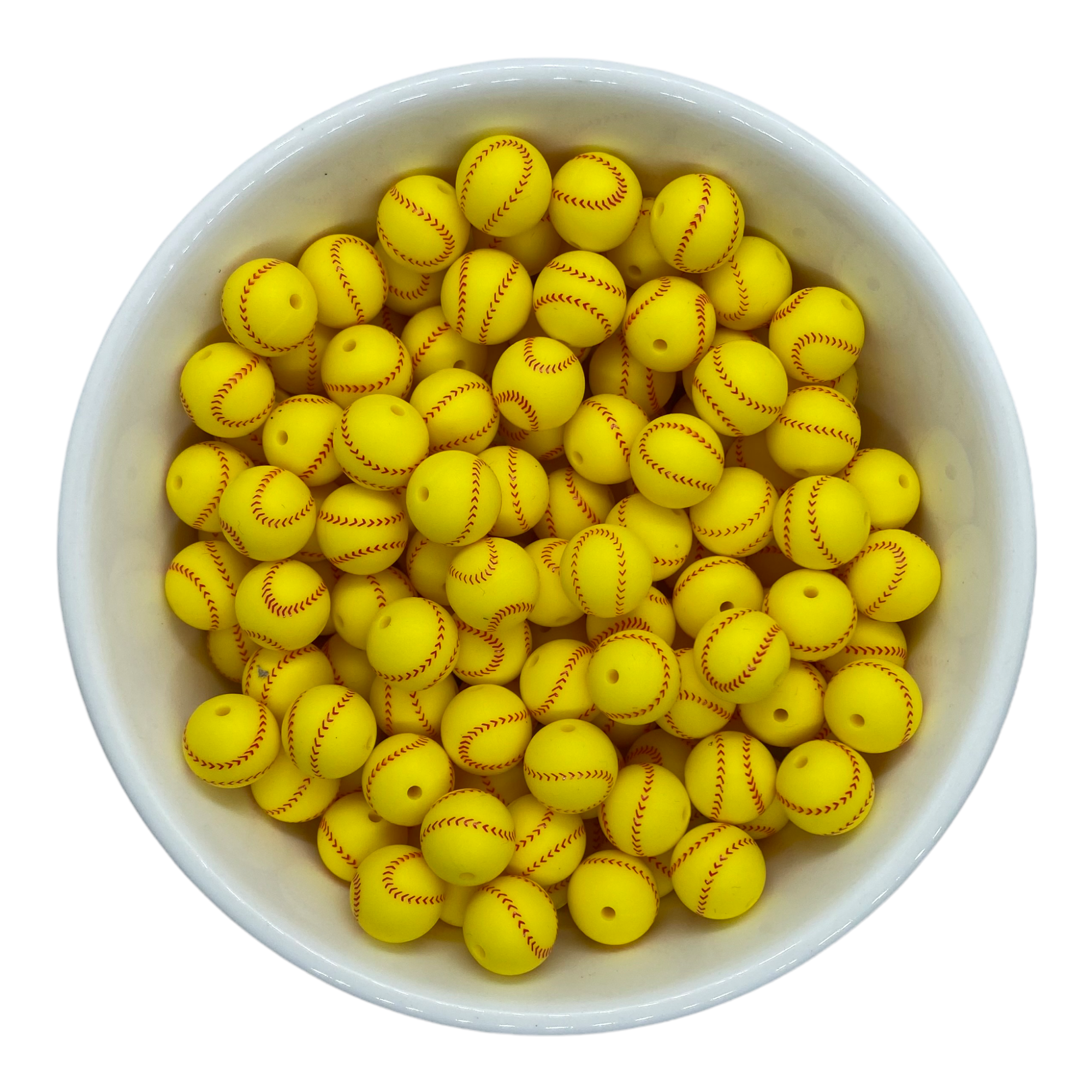 Tennis Ball Yellow 12mm Round Silicone Beads, Yellow Round