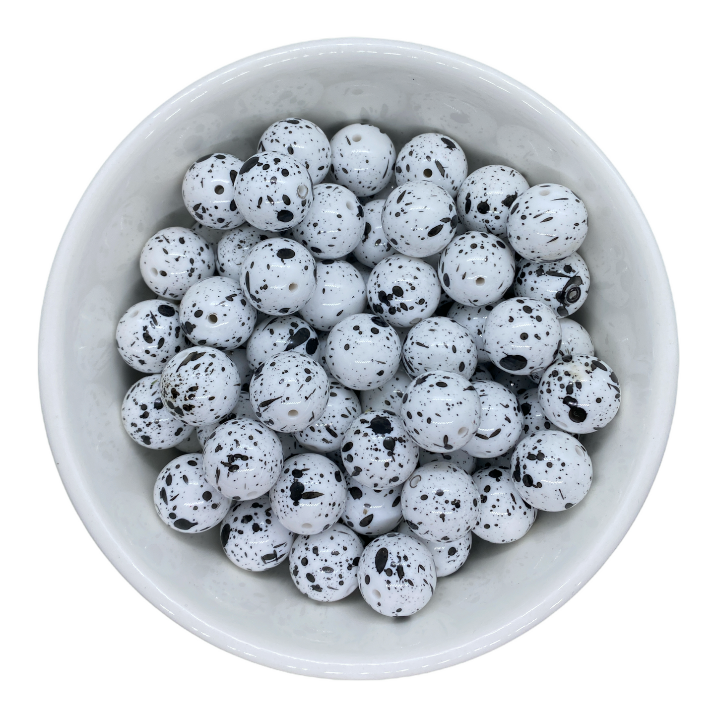 W462- 20mm Black & White Splatter Acrylic Beads