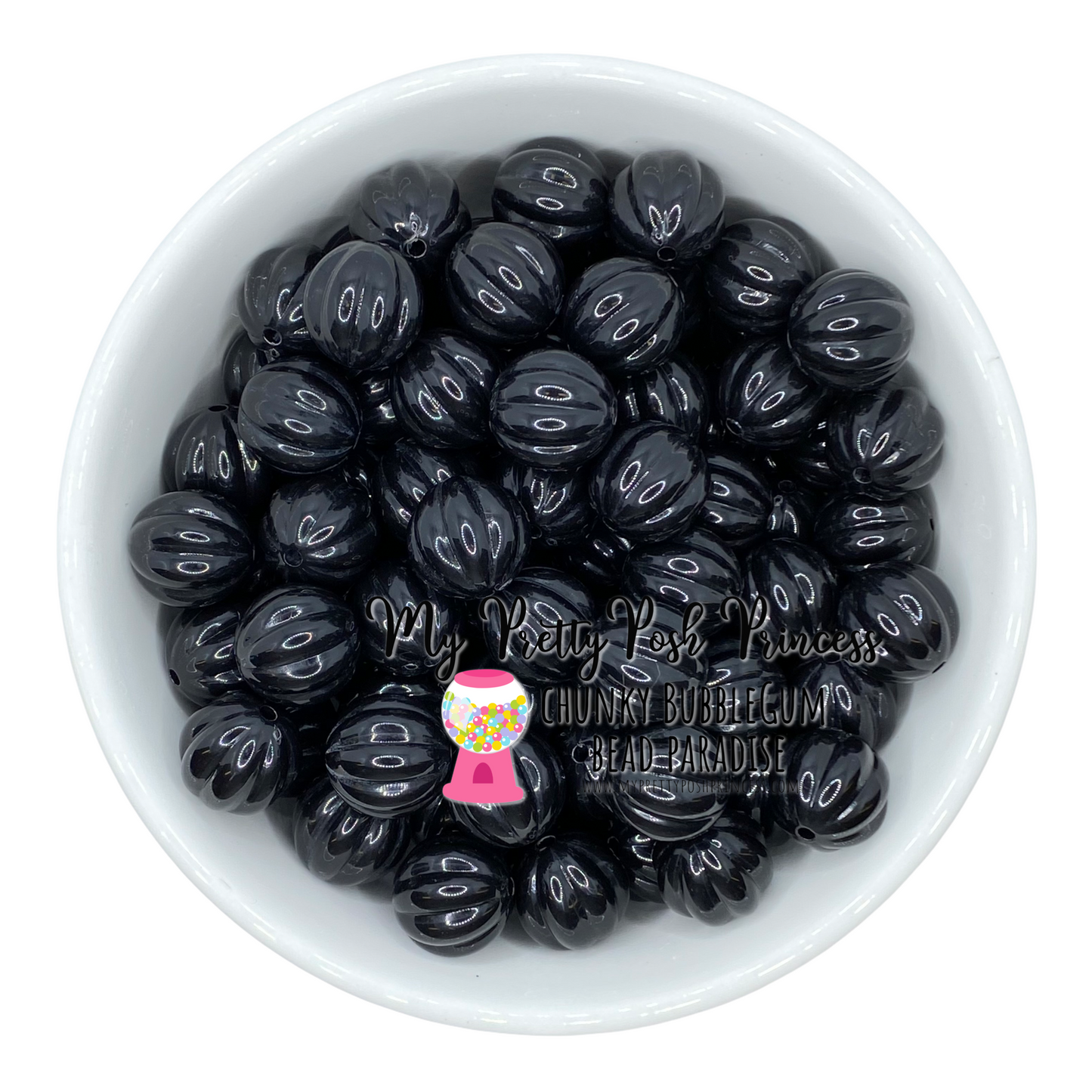 #914 - 20mm “Black Watermelon Solid" Acrylic Beads (1 Count)