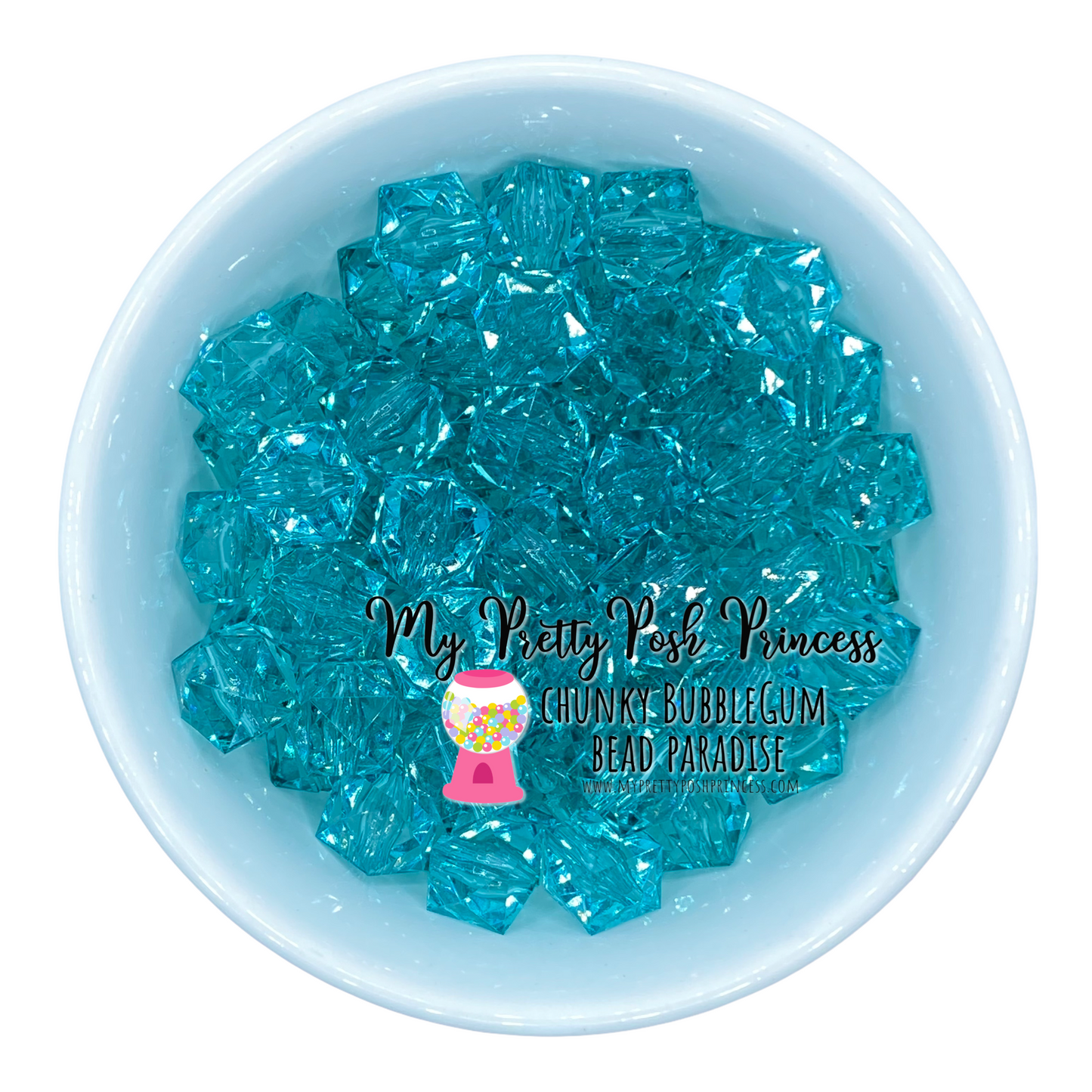 #564  -20mm Aqua Ice Cube  Acrylic Beads (1 Count)