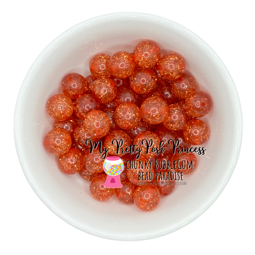 Marbled Creamsicle Barrel Beads - Orange & White Pony Beads for Kandi