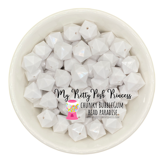 #673 - 20mm White "Cube"  Acrylic Beads (1 Count)